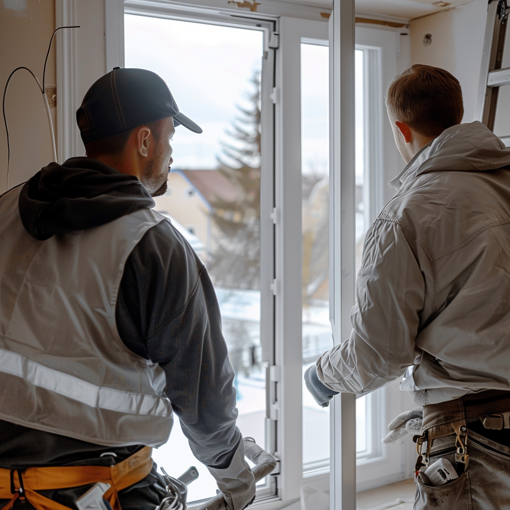 Técnicos instalando una ventana de PVC en un hogar en CDMX.
